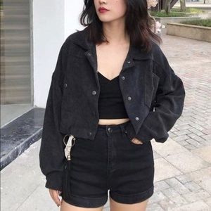 Cropped Black Corduroy Jacket